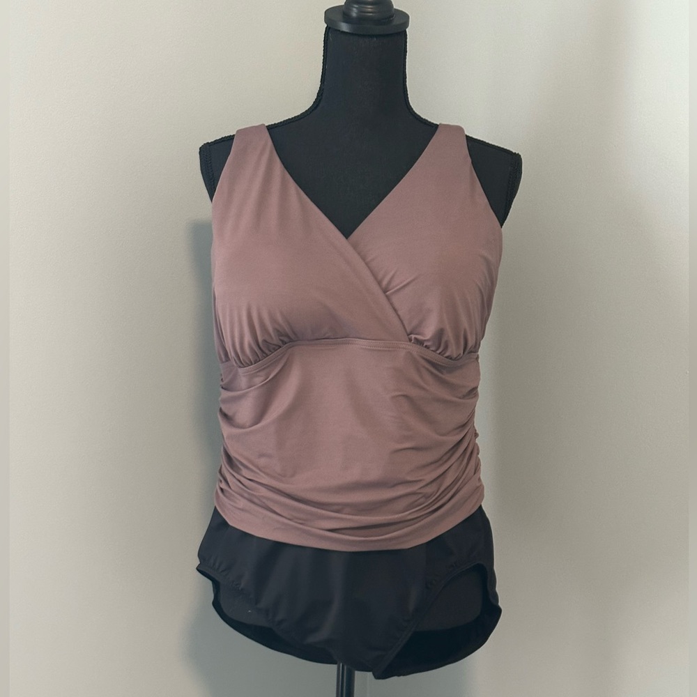 Women’s Wrap Tankini Swim Top in Mauve Pink